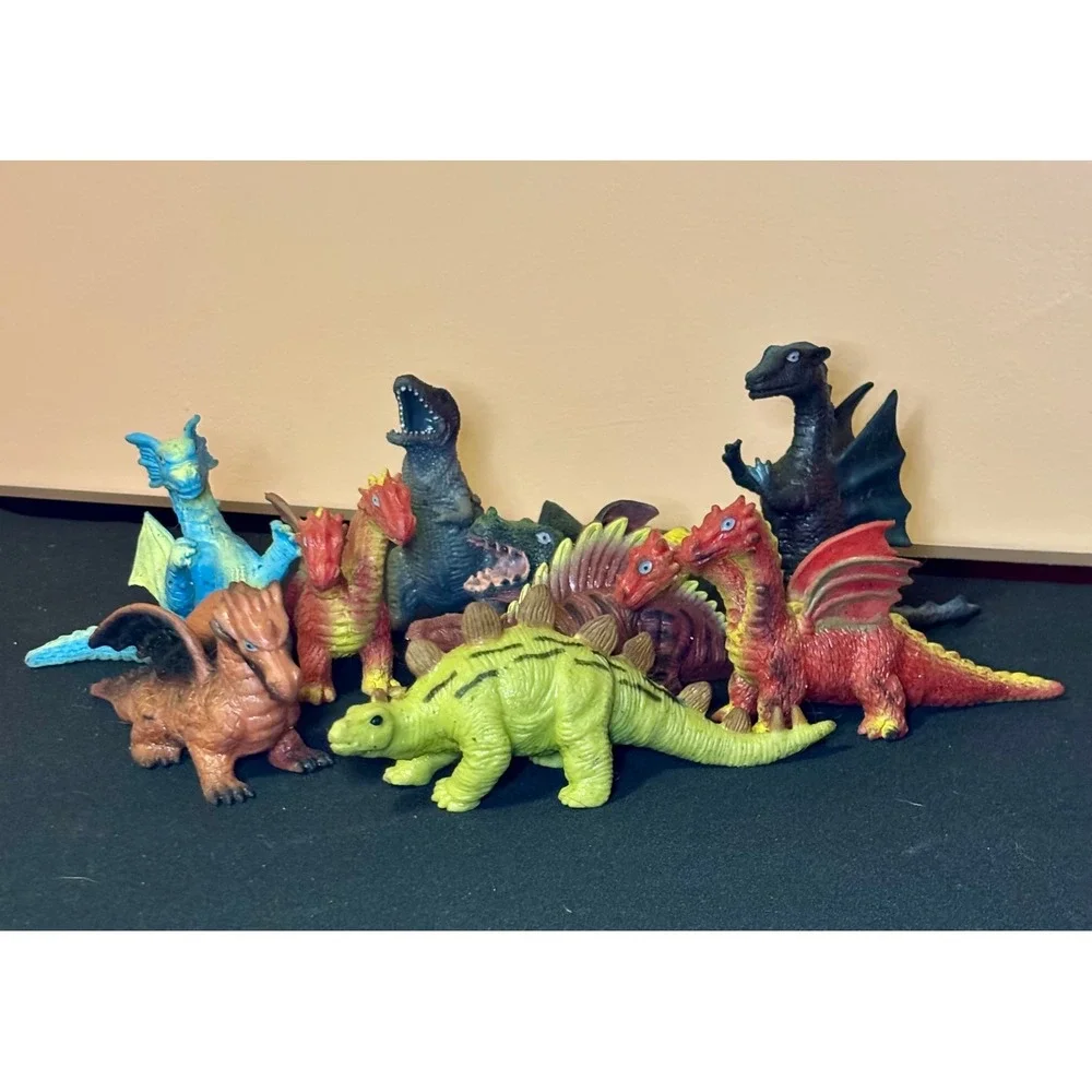 Toy Major 2005 Dragon Dinosaur Figures Lot 9 Squishy Rubber EPS Bead Filled Toys